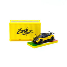 Load image into Gallery viewer, Tarmac Works 1:64 Pagani Zonda Cinque Giallo Limone with Container