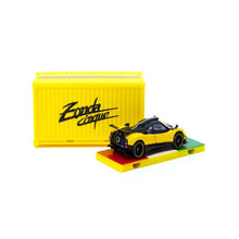 Load image into Gallery viewer, Tarmac Works 1:64 Pagani Zonda Cinque Giallo Limone with Container