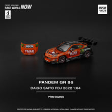 Load image into Gallery viewer, Pop Race 1/64 Pandem GR86 Daigo Saito Formula Drift Japan 2022 BLACK/RED - PR640265 - 321420
