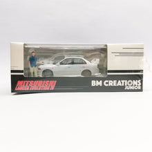 Load image into Gallery viewer, BM Creations 1/64 Junior&nbsp;Special Edition with Figure - Mitsubishi Lancer Evolution IV (ERROR BOX) White RHD (Red RHD) - 418581
