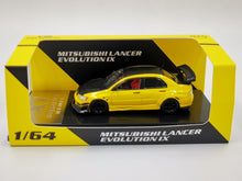 Load image into Gallery viewer, CM Model 1:64 Mitsubishi Lancer Evolution IX yellow black hood
