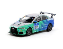 Load image into Gallery viewer, Tarmac Works 1:64 Mitsubishi Lancer Evolution X Nurburgring 24H 2010 Quadder / Bernhardt / Matsui / Bader #143
