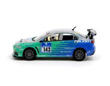Load image into Gallery viewer, Tarmac Works 1:64 Mitsubishi Lancer Evolution X Nurburgring 24H 2010 Quadder / Bernhardt / Matsui / Bader #143
