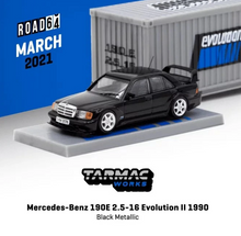 Load image into Gallery viewer, Tarmac Works Mercedes Benz 190E 2.5-16 EVO II 1/64 Black Metallic
