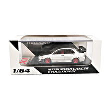 Load image into Gallery viewer, CM Model 1:64 Mitsubishi Lancer Evolution IX white black hood
