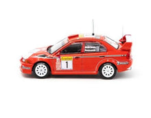 Load image into Gallery viewer, Tarmac Works 1:64 Mitsubishi Lancer Evolution VI Monte Carlo Rally 2000 #1 Winner
